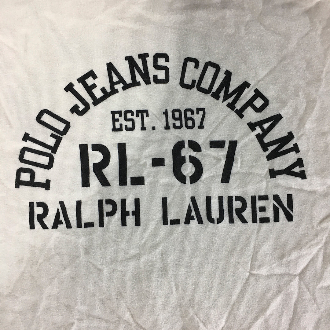 Polo Jeans Ralph Lauren Mens Shirt Size S White Logo Crew Neck Pullover