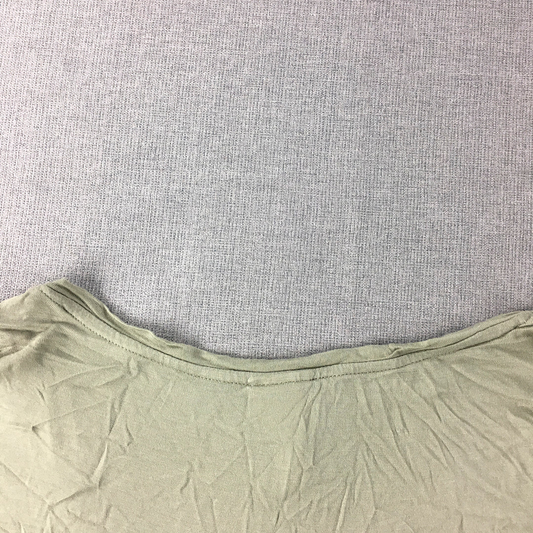 H&M Womens T-Shirt Size XL Green Short Sleeve Pocket Top