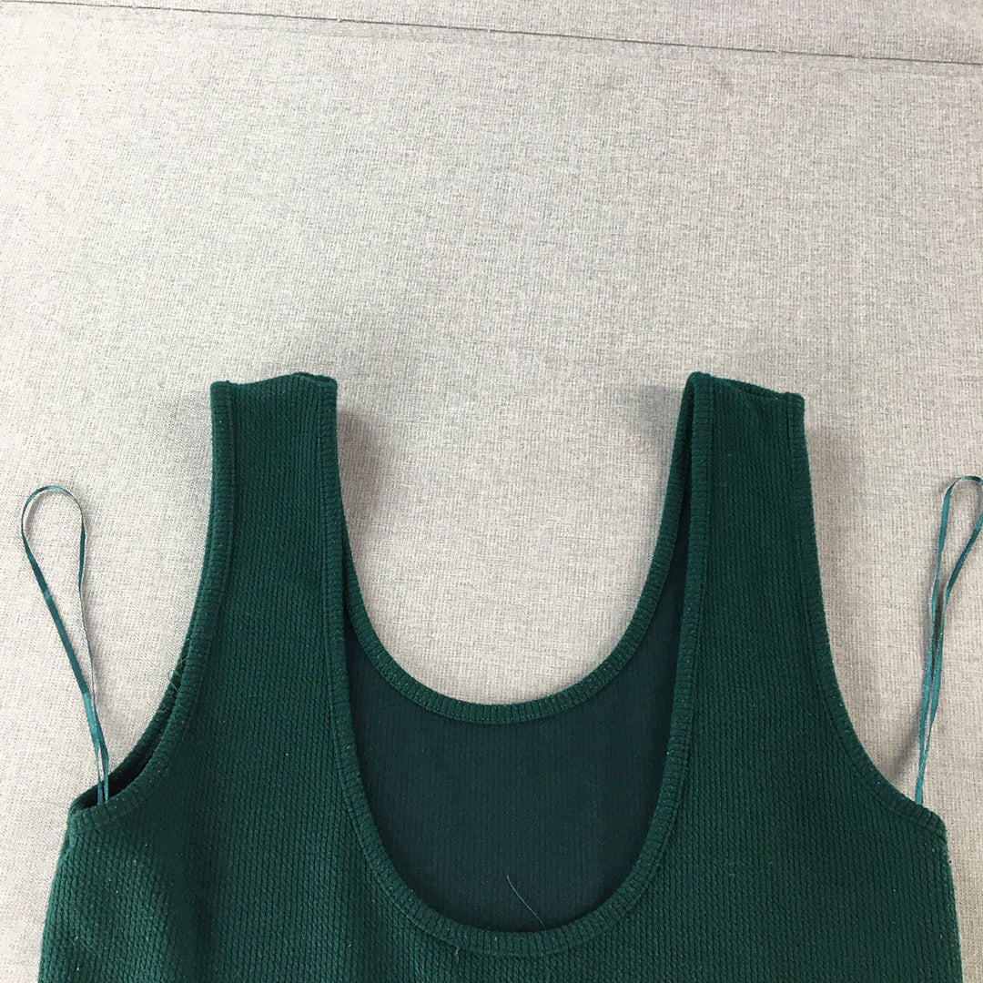 Valleygirl Womens Mini Dress Size XL Dark Green Knit Stretch Fabric Sleeveless