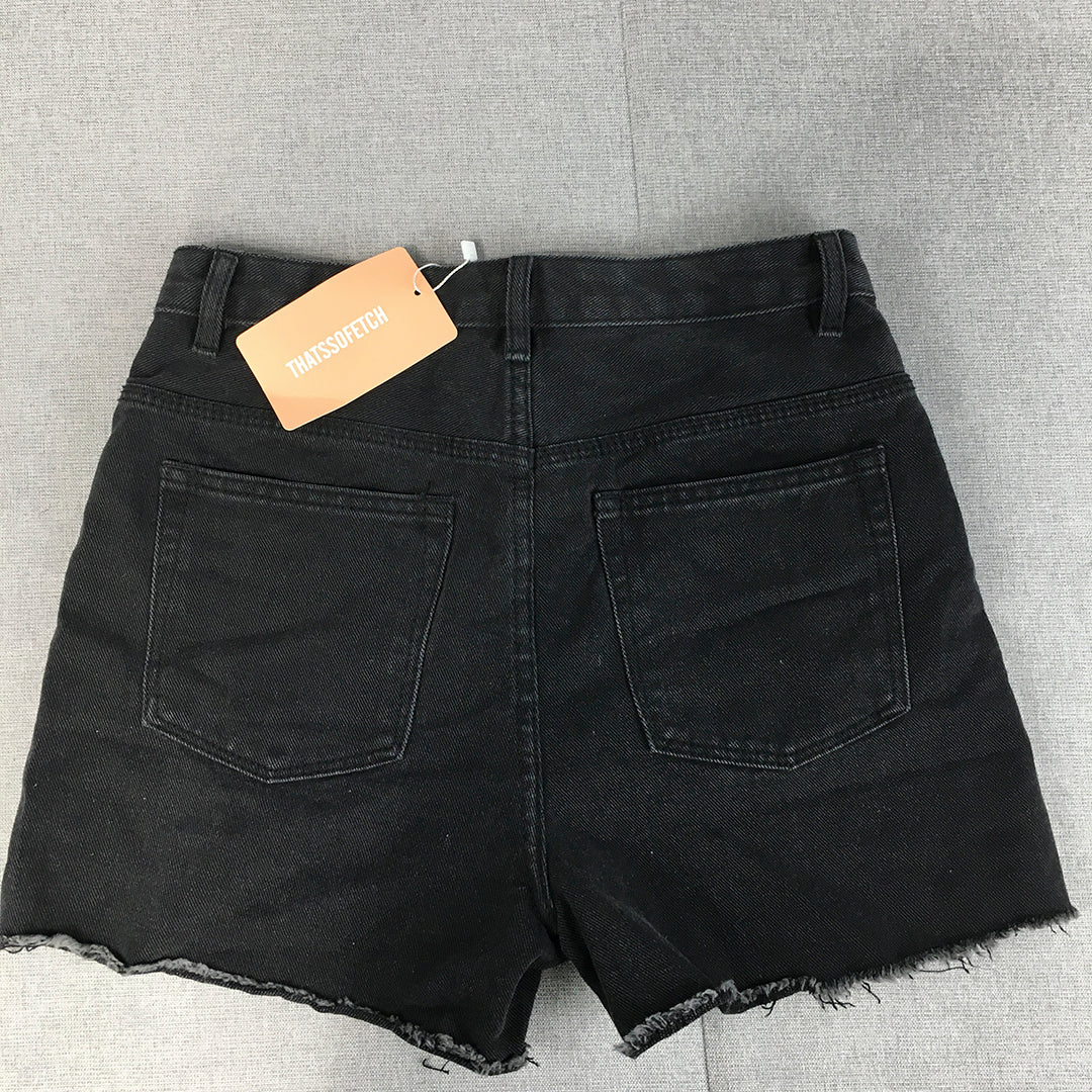 NEW Thats So Fetch Womens Denim Shorts Size 10 Black Raw Hem Pockets