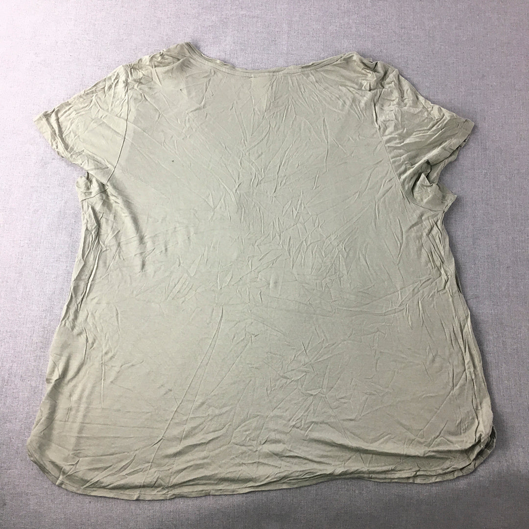 H&M Womens T-Shirt Size XL Green Short Sleeve Pocket Top