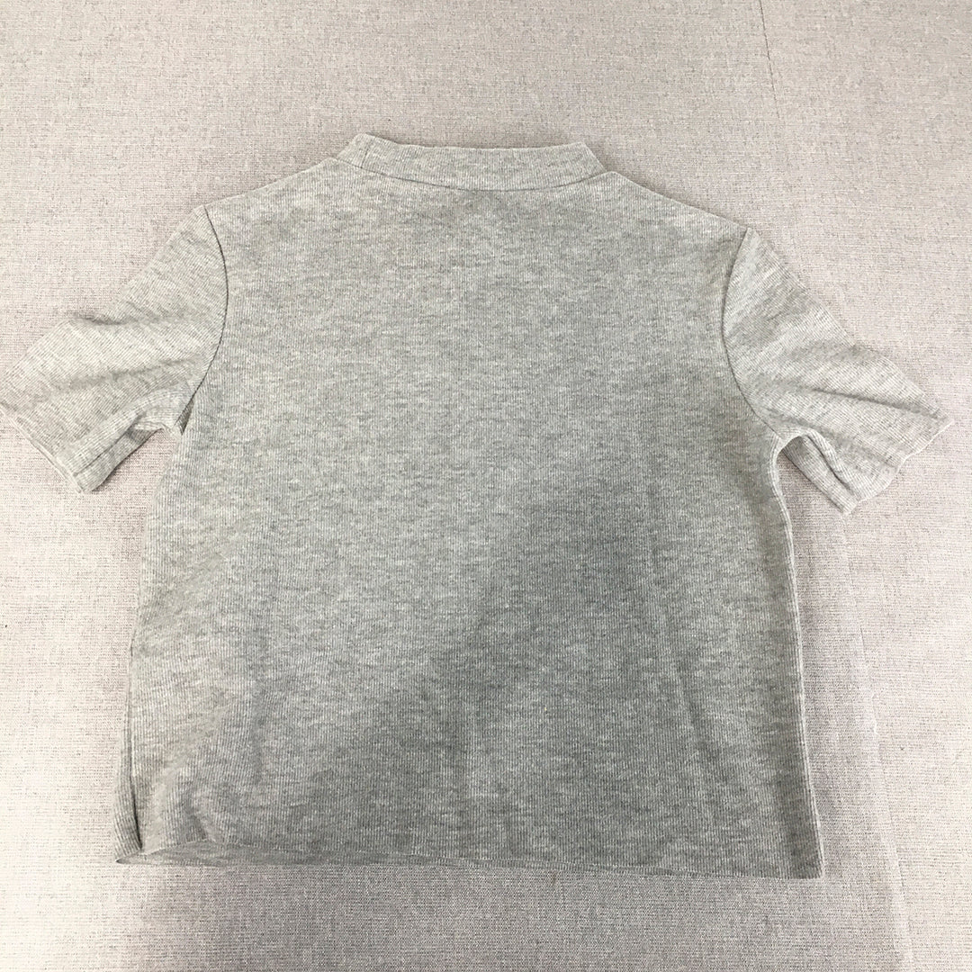 Zara Trafaluc Womens Knit Top Size S Grey Short Sleeve Shirt