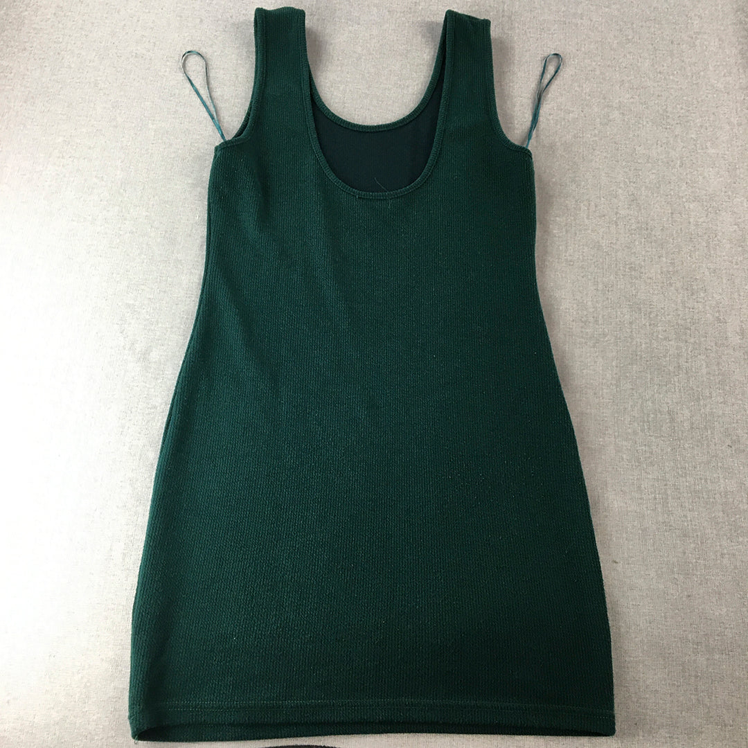 Valleygirl Womens Mini Dress Size XL Dark Green Knit Stretch Fabric Sleeveless