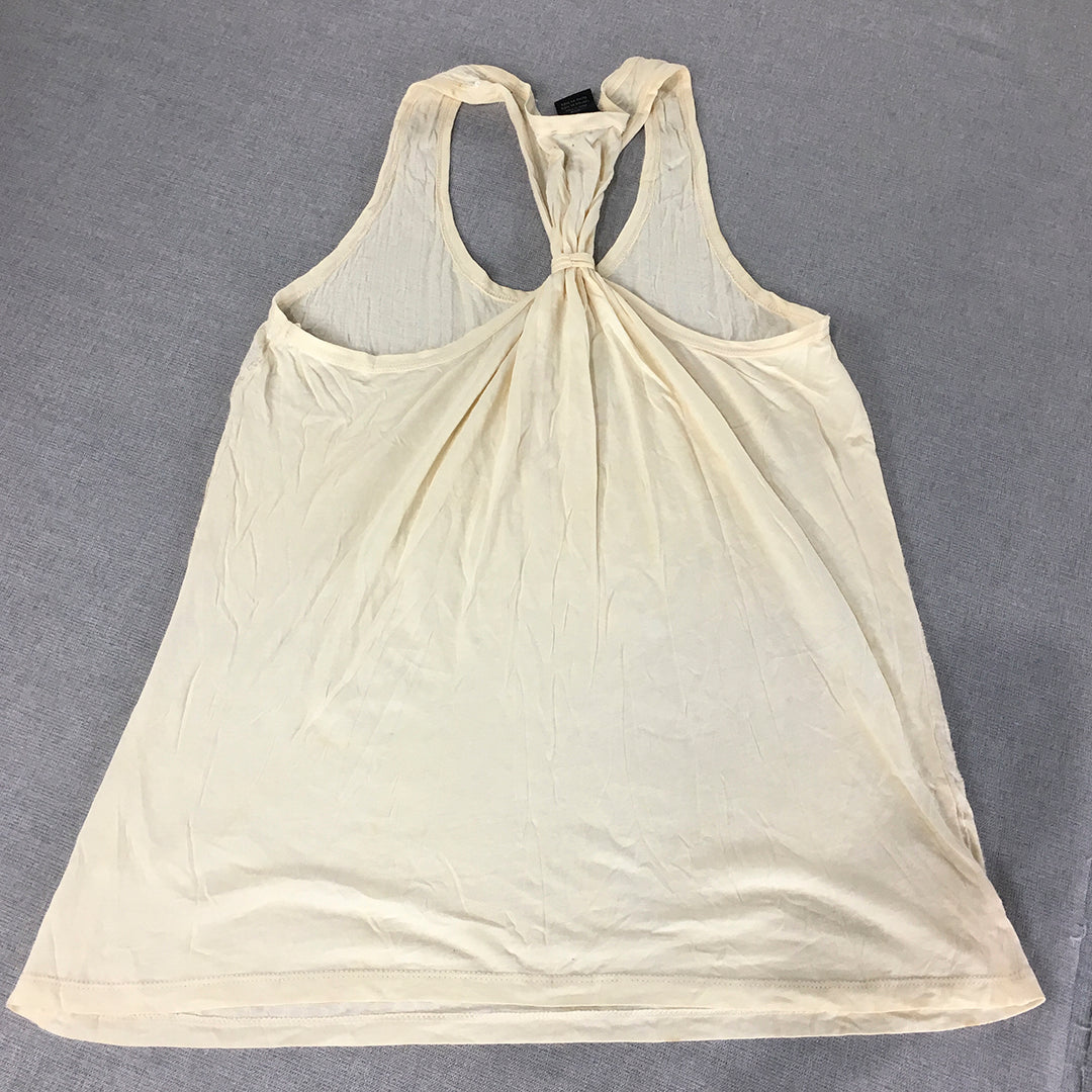 Calvin Klein Jeans Womens Tank Top Size S Cream Beige Sleeveless Knit