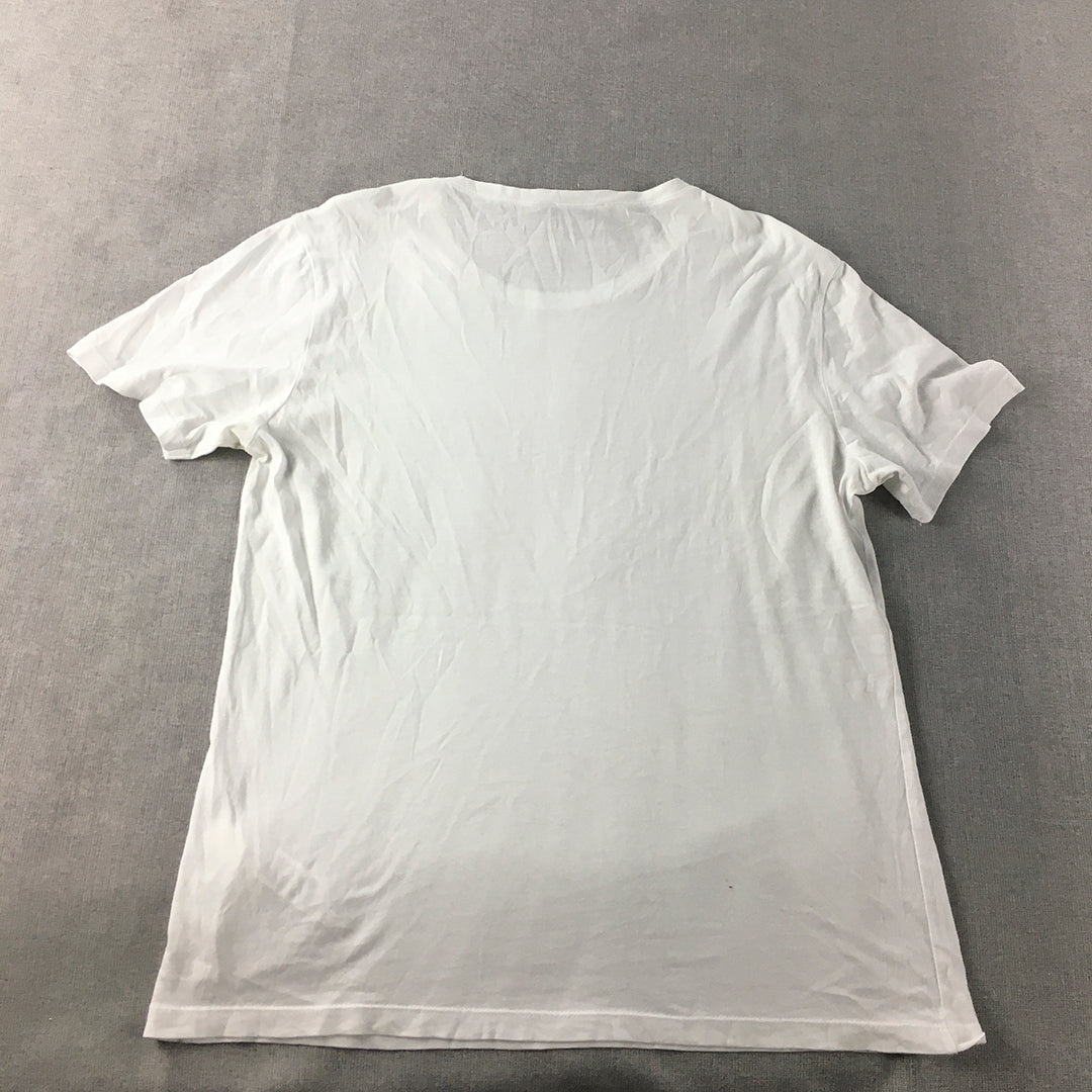 Zara Mens T-Shirt Size M White Crew Neck Short Sleeve Tee