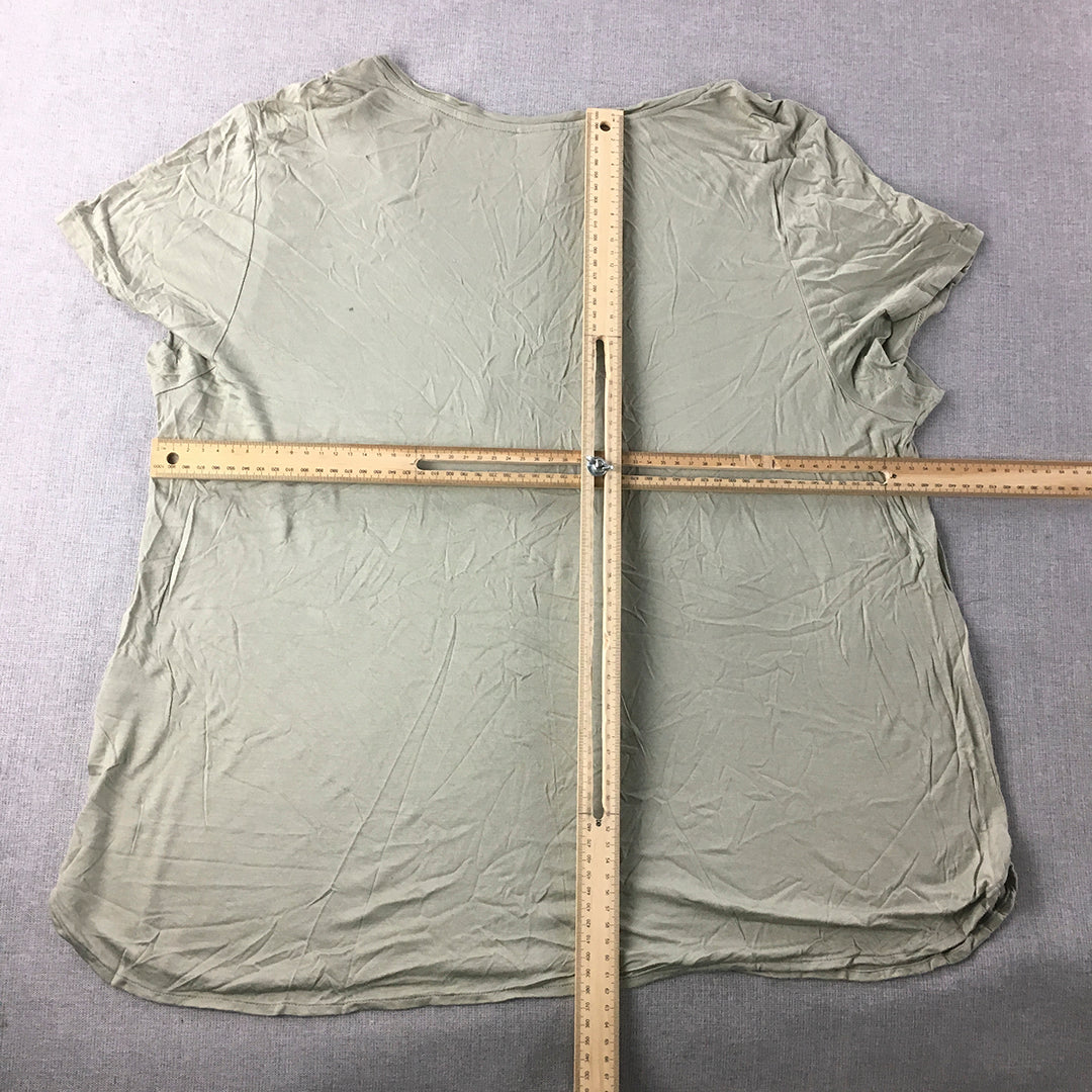 H&M Womens T-Shirt Size XL Green Short Sleeve Pocket Top