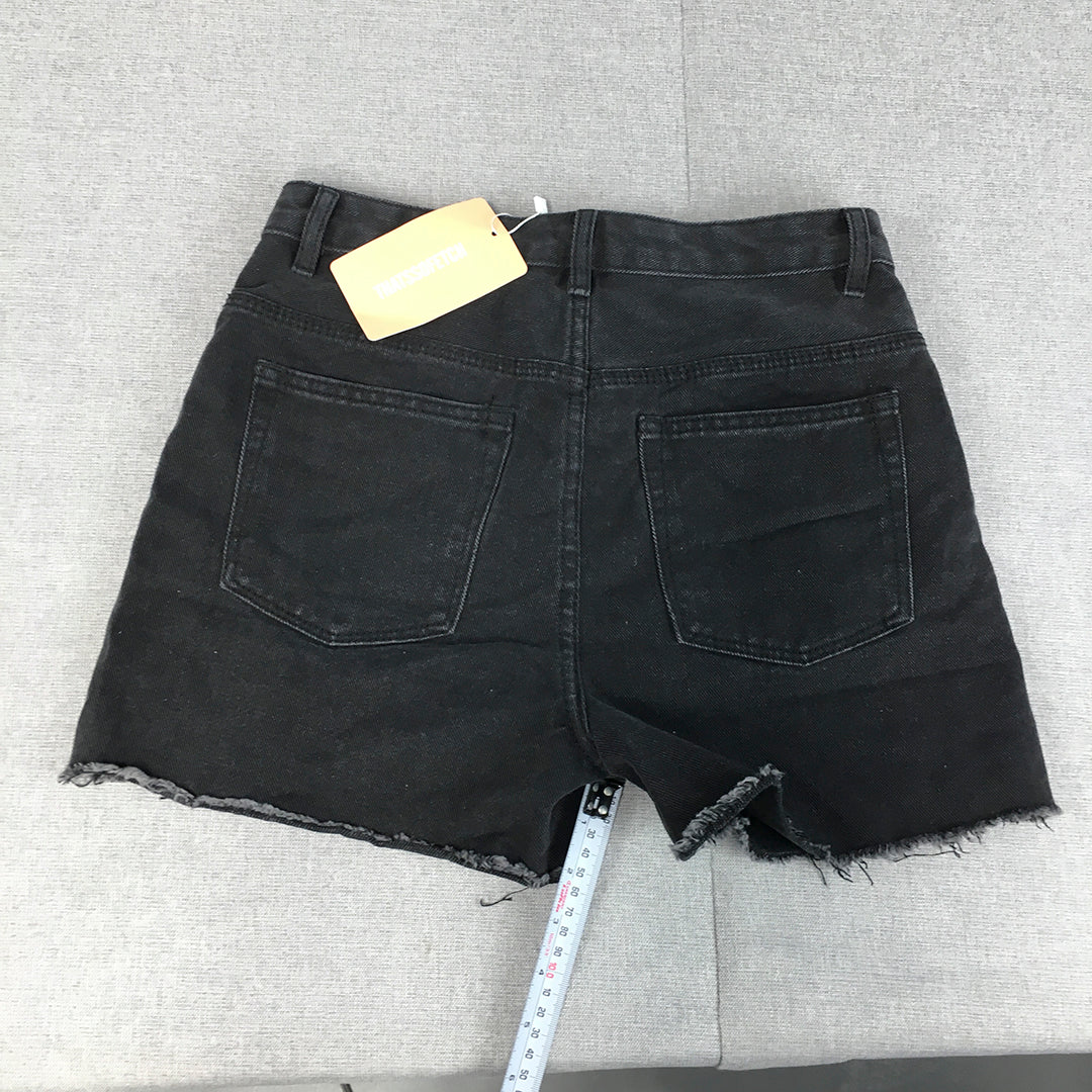 NEW Thats So Fetch Womens Denim Shorts Size 10 Black Raw Hem Pockets