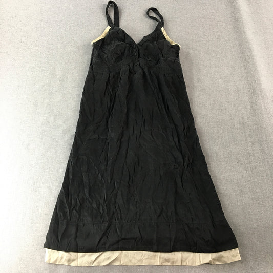 Seduce Womens Silk Dress Size 8 Black A-Line Mini Cocktail