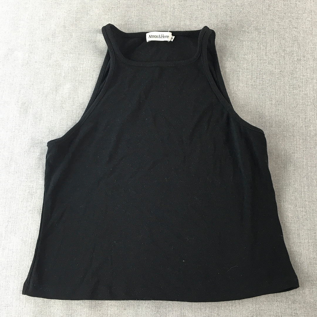 Atmos & Here Womens Knit Tank Top Size 14 Black Stretch Fabric Shirt