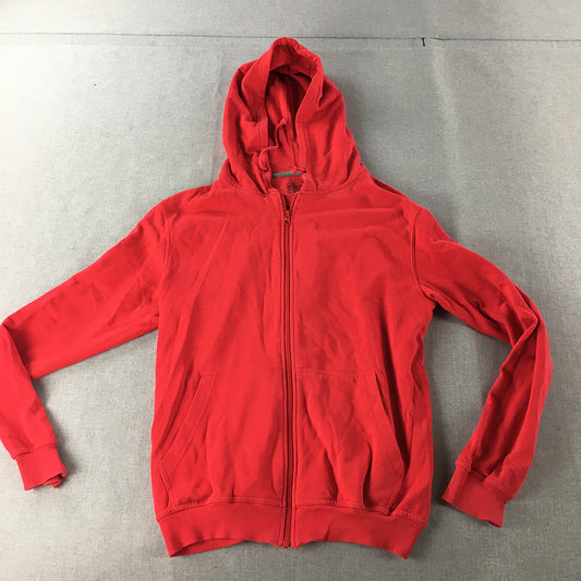 Hanes Mens Hoodie Jacket Size M Red Pockets Zip-Up Windbreaker Coat