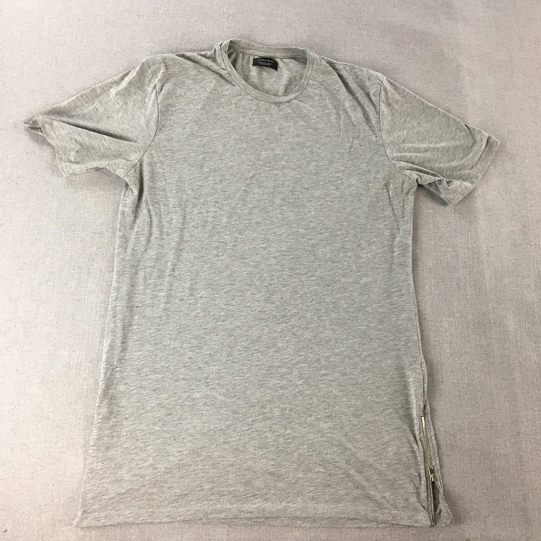 Zara Man T-Shirt Size L Grey Short Sleeve Crew Neck Tee