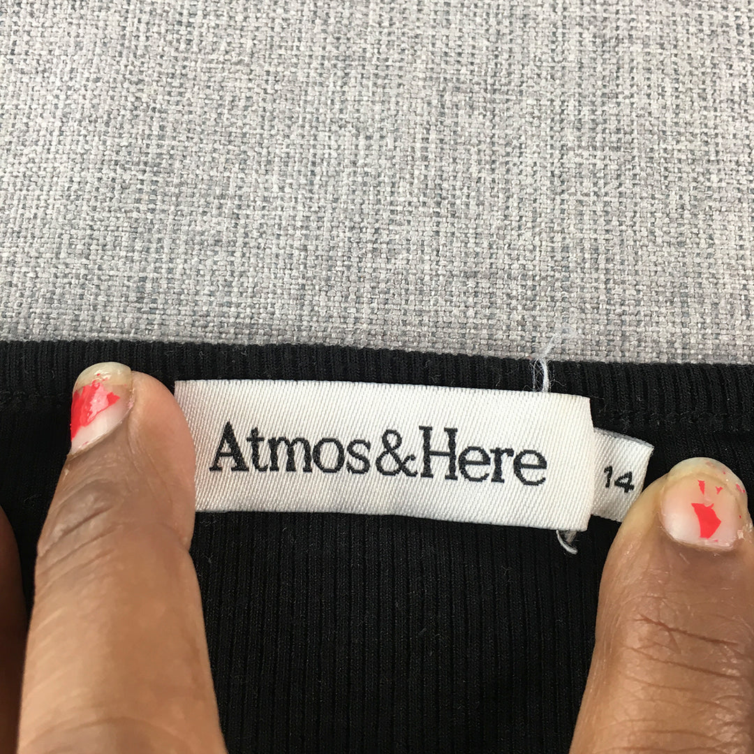 Atmos & Here Womens Knit Tank Top Size 14 Black Stretch Fabric Shirt