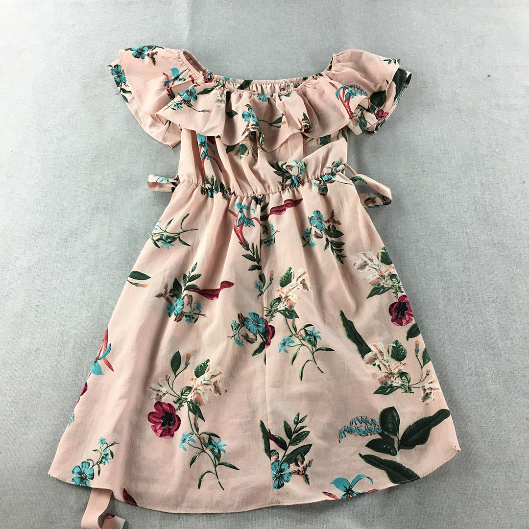 Valleygirl Womens Dress Size 10 Pink Fit & Flare Floral Belted Mini