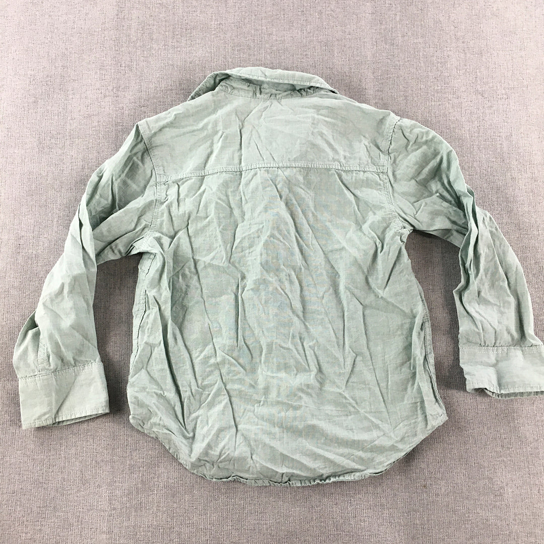 H&M Kids Boys Shirt Size 2 - 3 Years Toddler Green Long Sleeve Button-Up