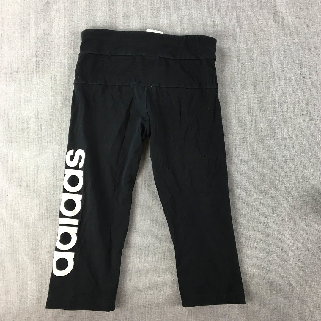 Adidas Kids Girls Leggings Youth Size S (9 - 10 Years) Black Logo Pants