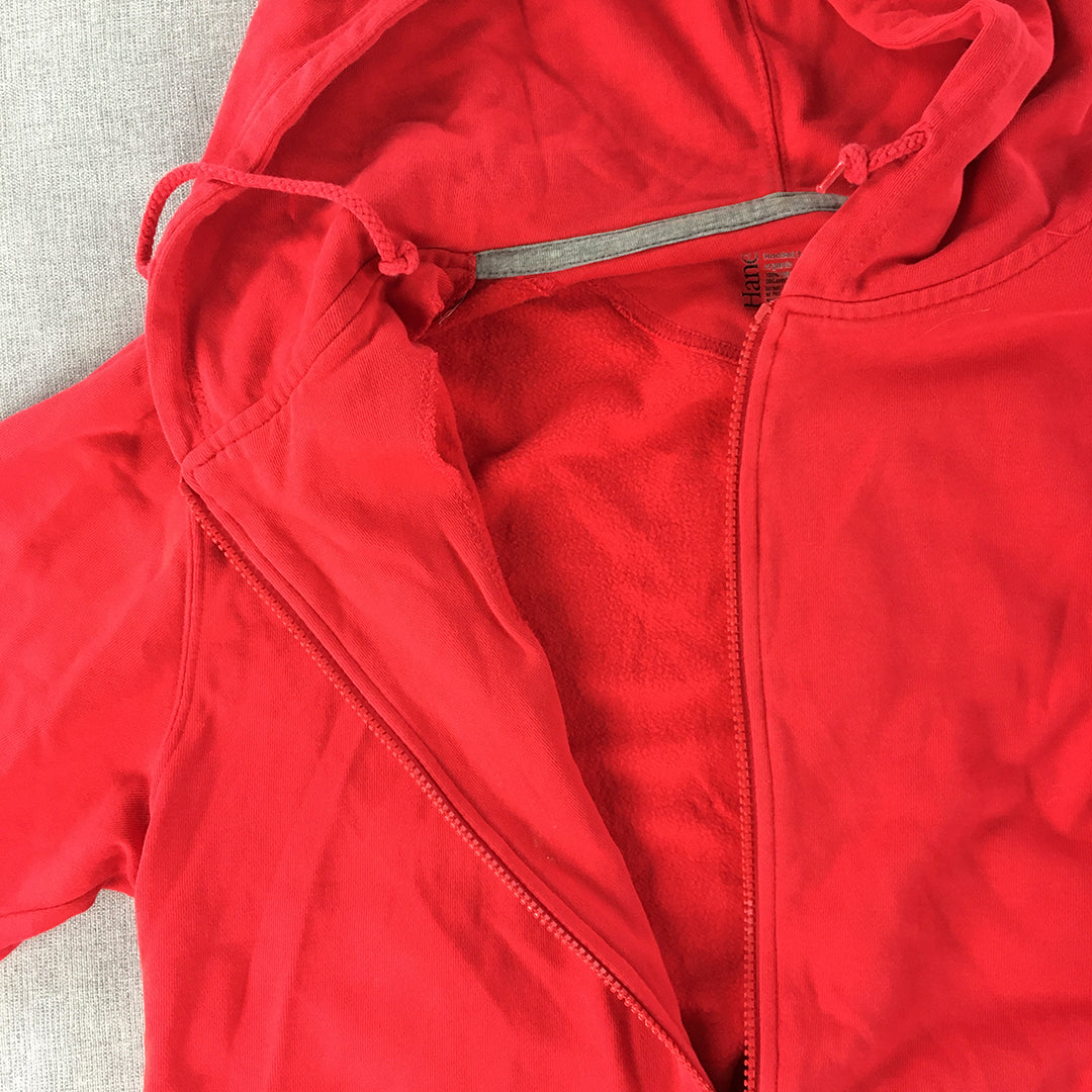 Hanes Mens Hoodie Jacket Size M Red Pockets Zip-Up Windbreaker Coat