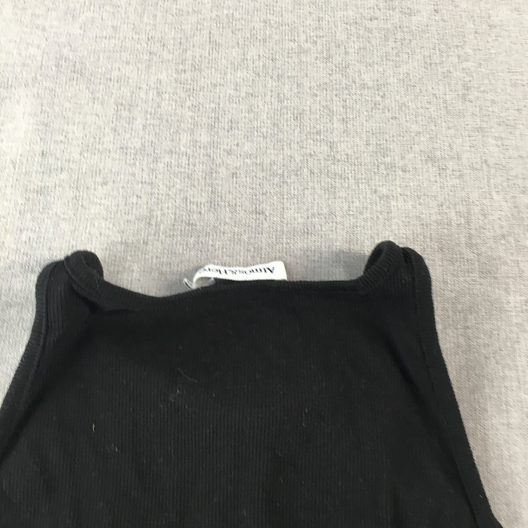 Atmos & Here Womens Knit Tank Top Size 14 Black Stretch Fabric Shirt