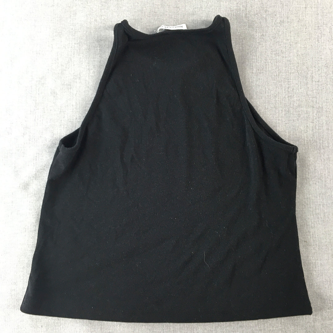 Atmos & Here Womens Knit Tank Top Size 14 Black Stretch Fabric Shirt