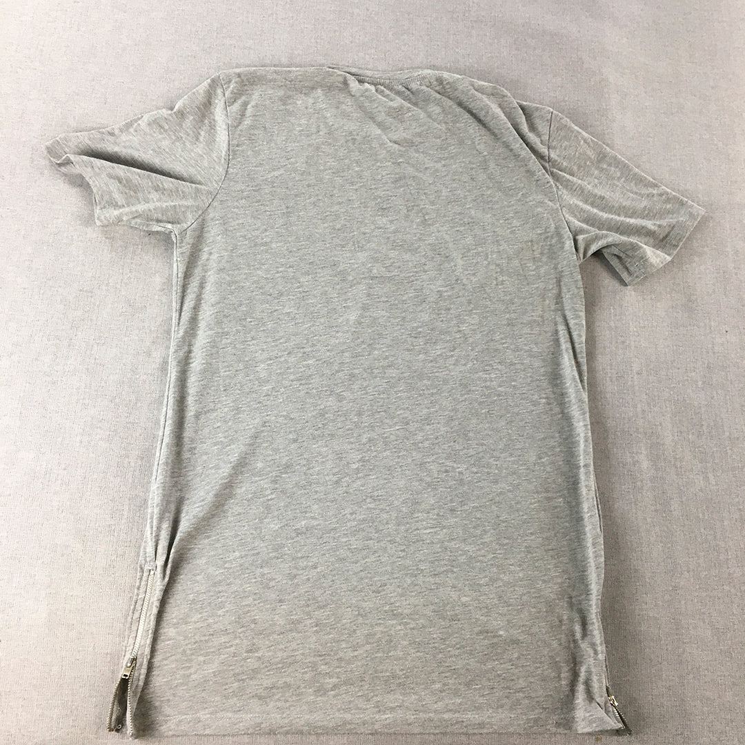 Zara Man T-Shirt Size L Grey Short Sleeve Crew Neck Tee