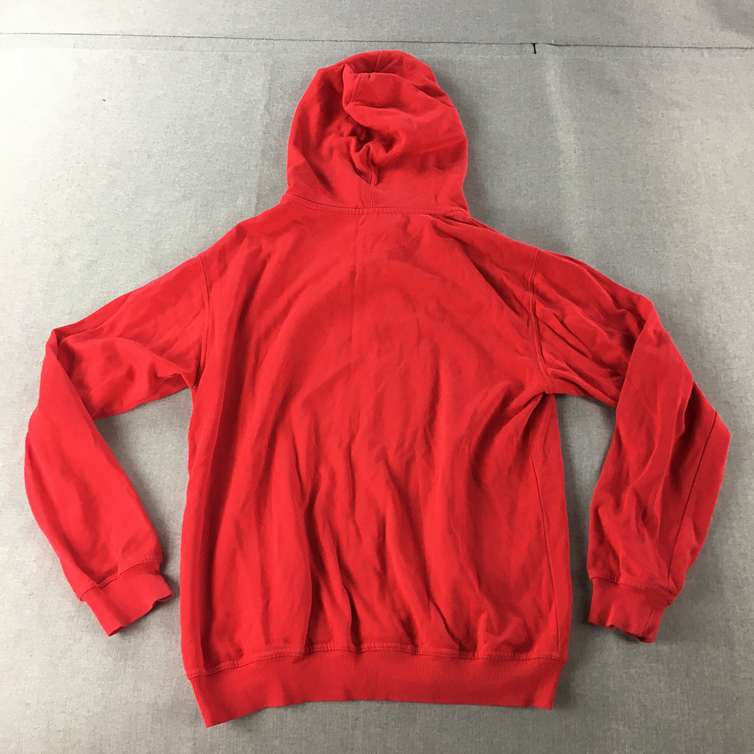 Hanes Mens Hoodie Jacket Size M Red Pockets Zip-Up Windbreaker Coat