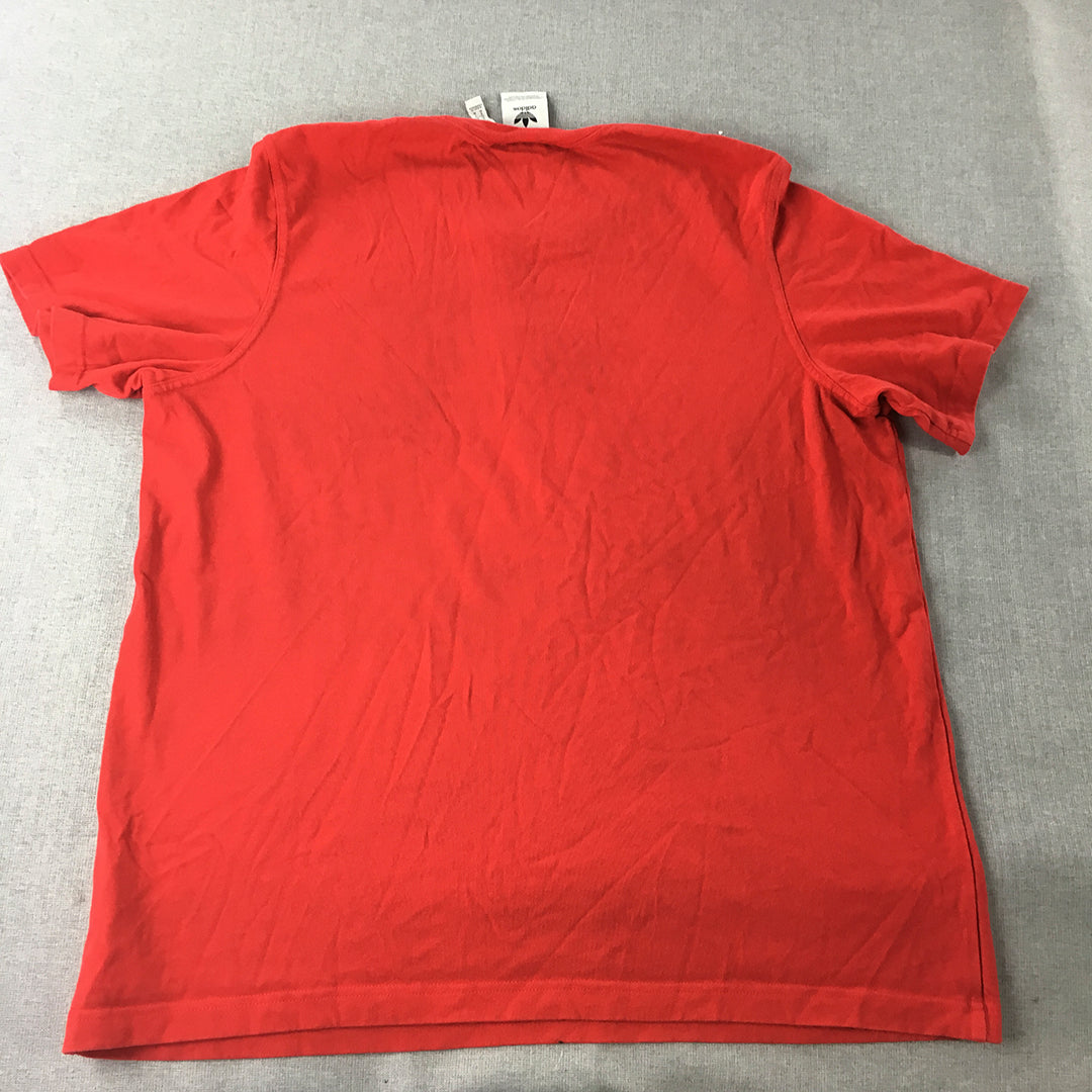 Adidas Mens T-Shirt Size XL Red Trefoil Logo Crew Neck Short Sleeve Tee