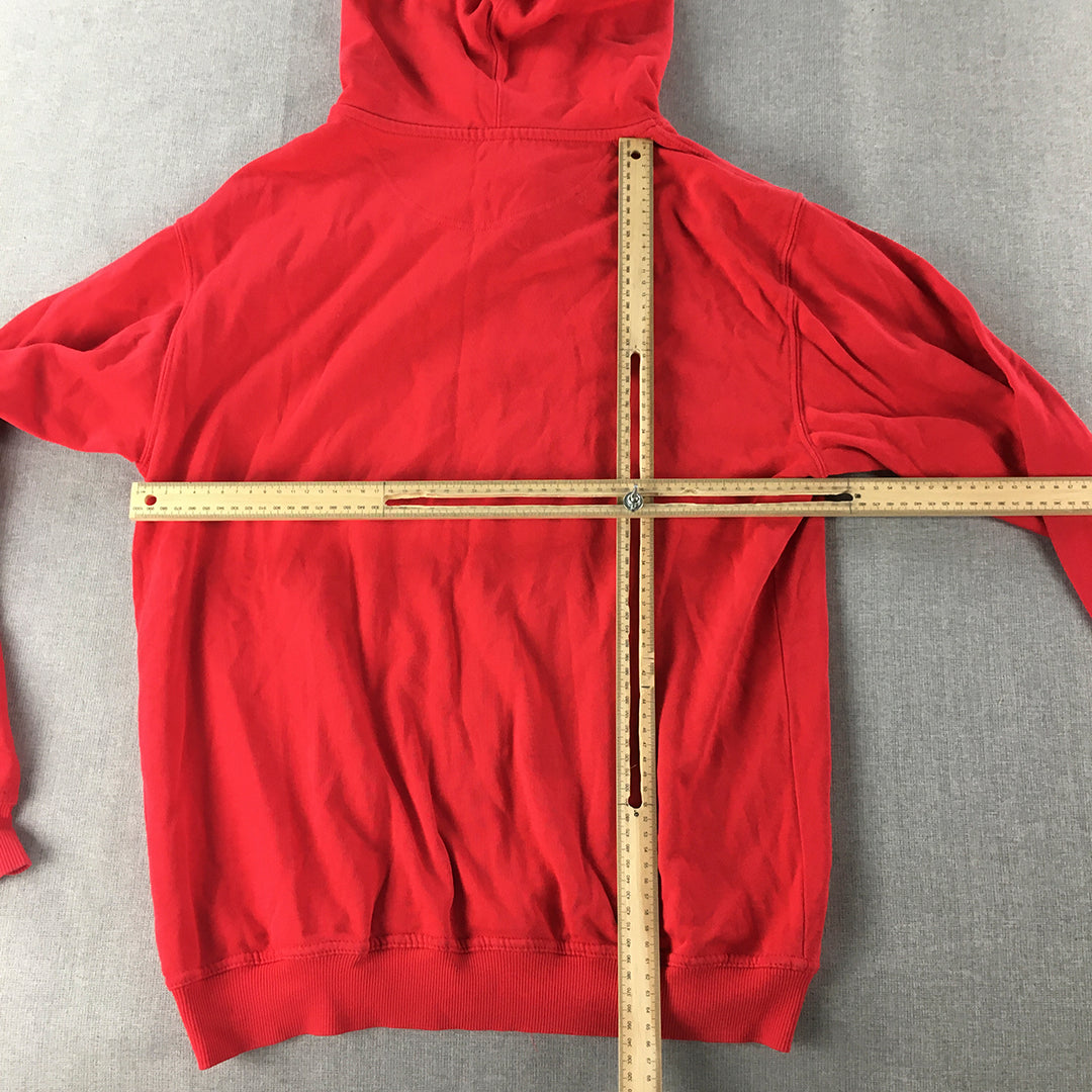 Hanes Mens Hoodie Jacket Size M Red Pockets Zip-Up Windbreaker Coat