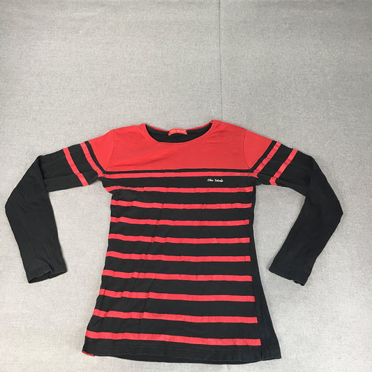 Chic Moda Kids Girls Knit Top Youth Size XL (12 - 14 Years) Red Black Striped