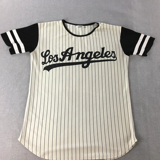 Paper Scissors Womens Baseball Jersey T-Shirt Size M White Los Angeles Top