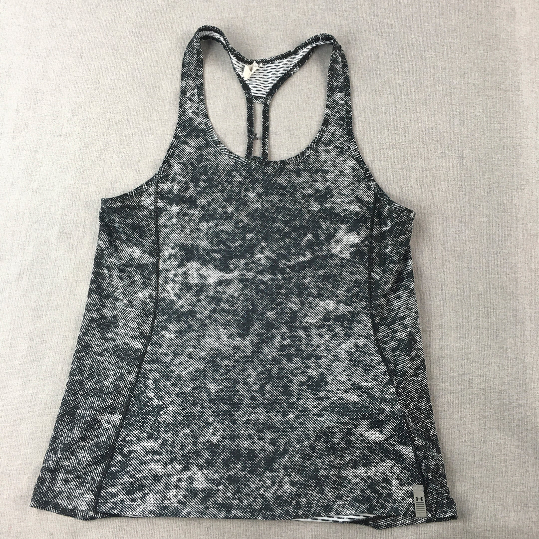 Under Armour Womens Tank Top Size S Black White Dot Sleeveless Shirt