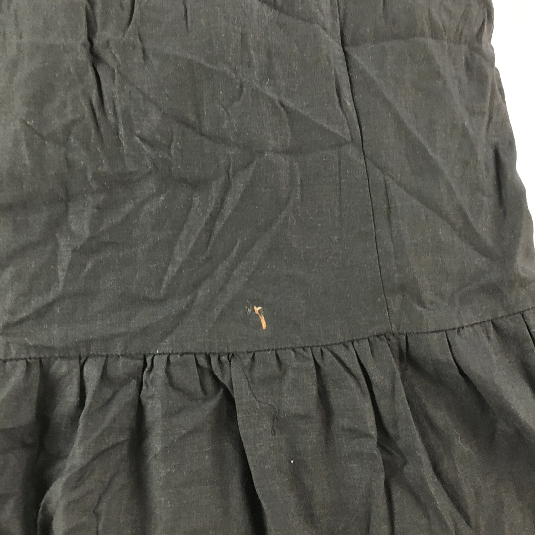 Tokito Womens Linen A-Line Skirt Size 12 Black Frilled Hem