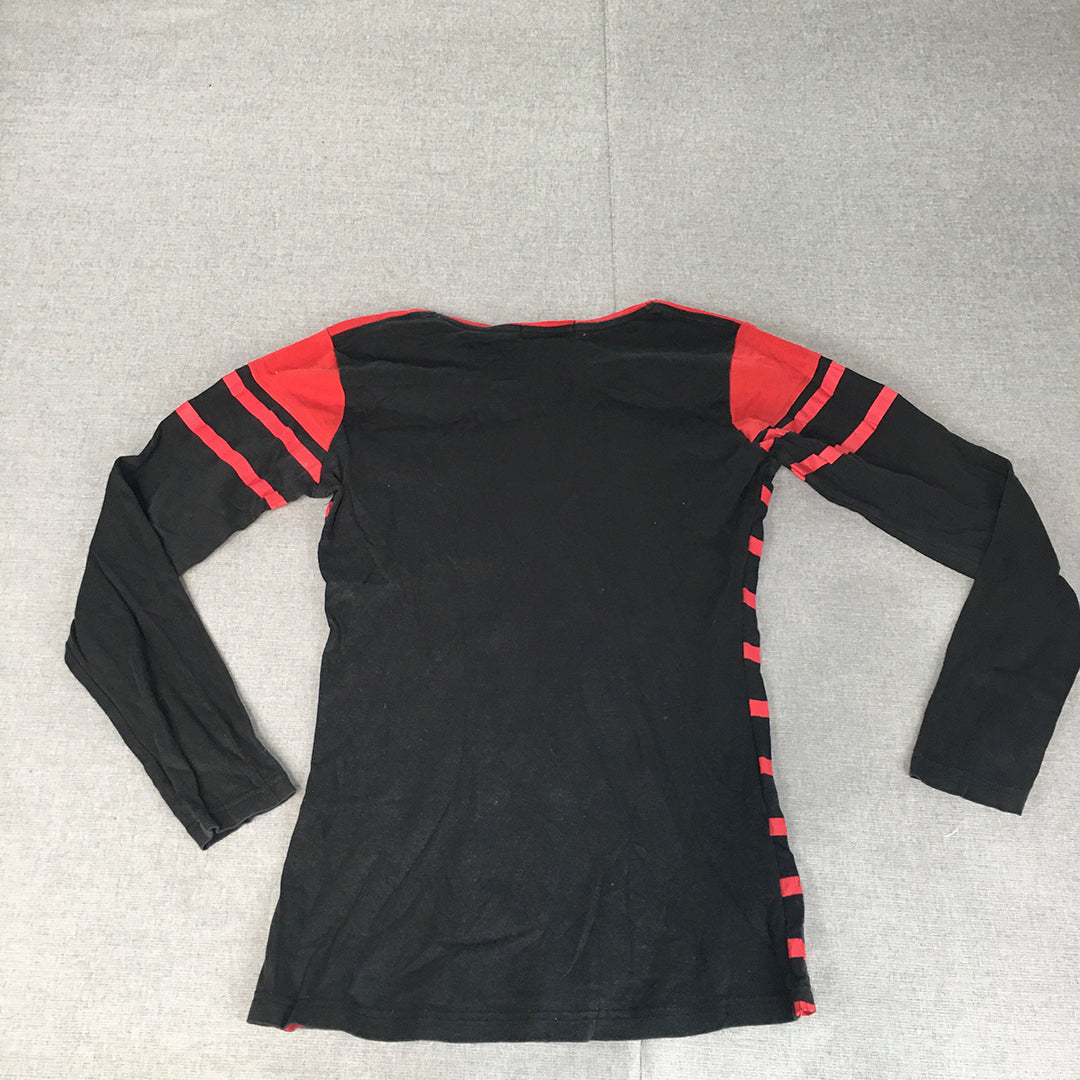 Chic Moda Kids Girls Knit Top Youth Size XL (12 - 14 Years) Red Black Striped