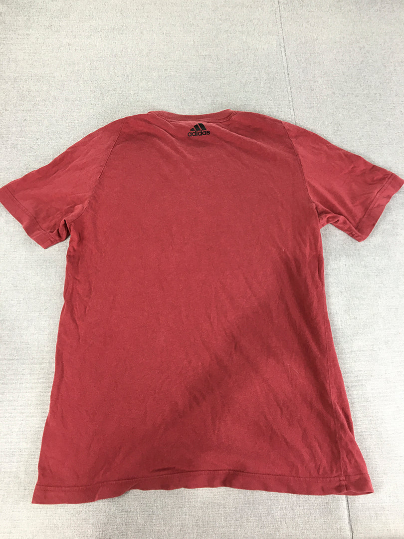 Adidas Mens T-Shirt Size S Red Big Logo Short Sleeve Tee