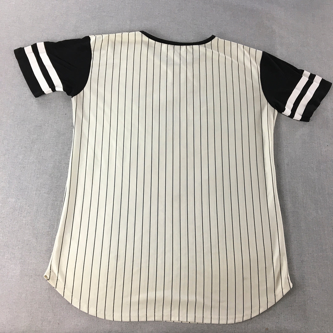 Paper Scissors Womens Baseball Jersey T-Shirt Size M White Los Angeles Top