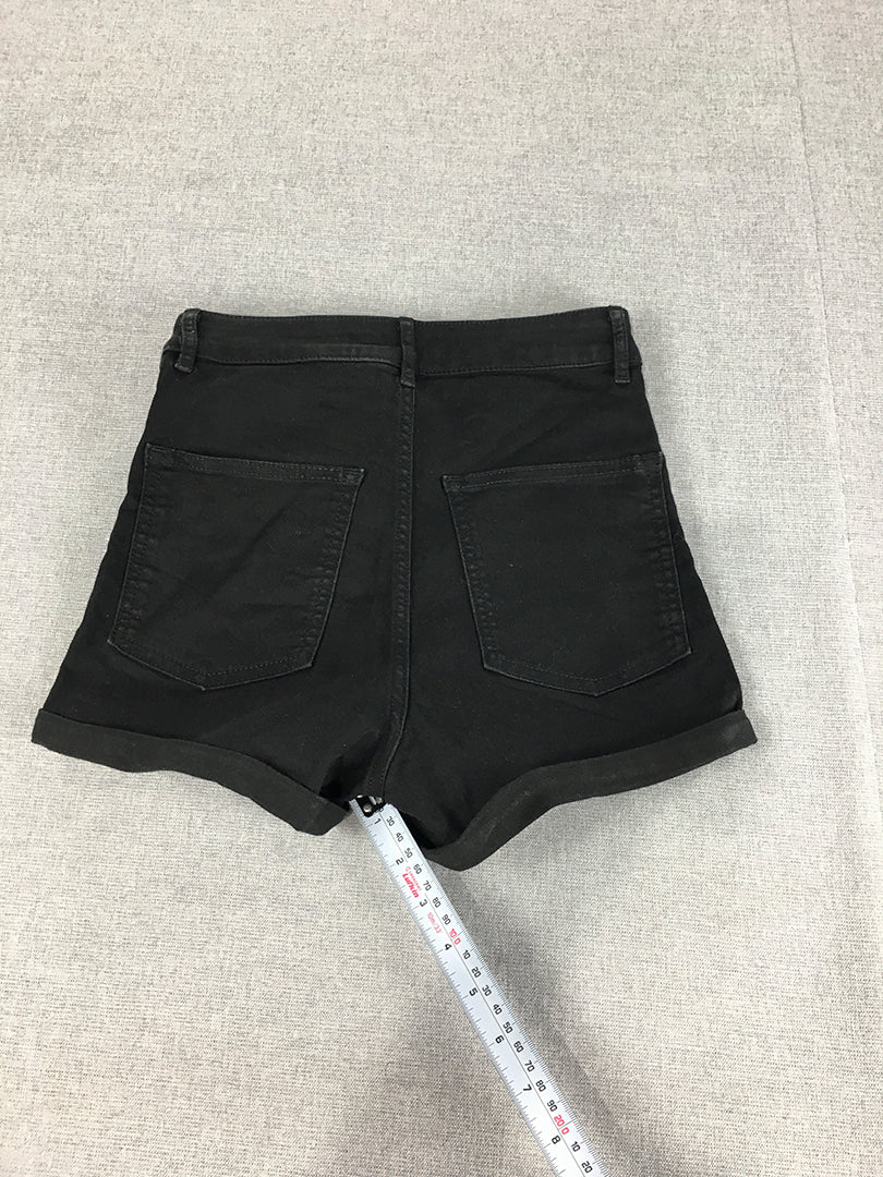 H&M Womens Denim Shorts Size 6 Black Stretch Bermuda