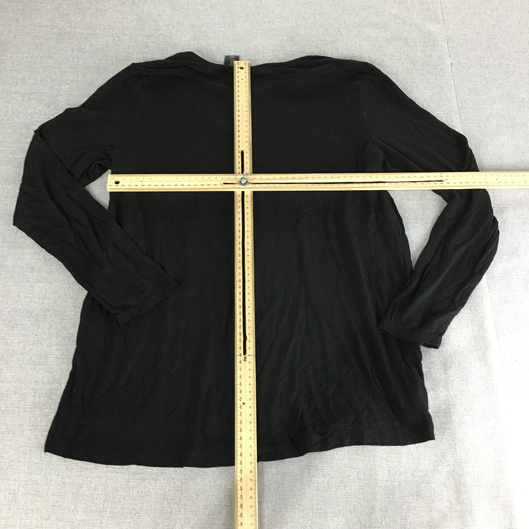 Tahari Womens Shirt Size M Black Long Sleeve Knit Pullover Top