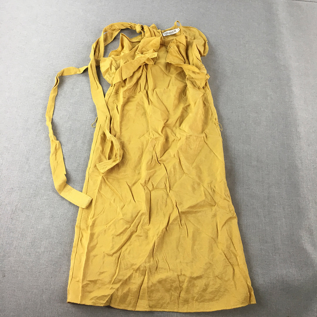 Atmos & Here Womens Mini Dress Size 6 Yellow Sleeveless A-Line