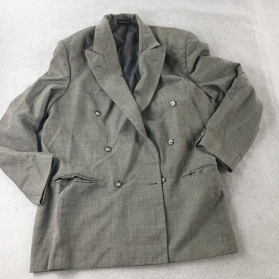 Vintage David Jones Uomo Mens Blazer Jacket Size M Grey Double Breasted Wool