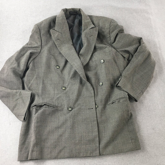 Vintage David Jones Uomo Mens Blazer Jacket Size M Grey Double Breasted Wool