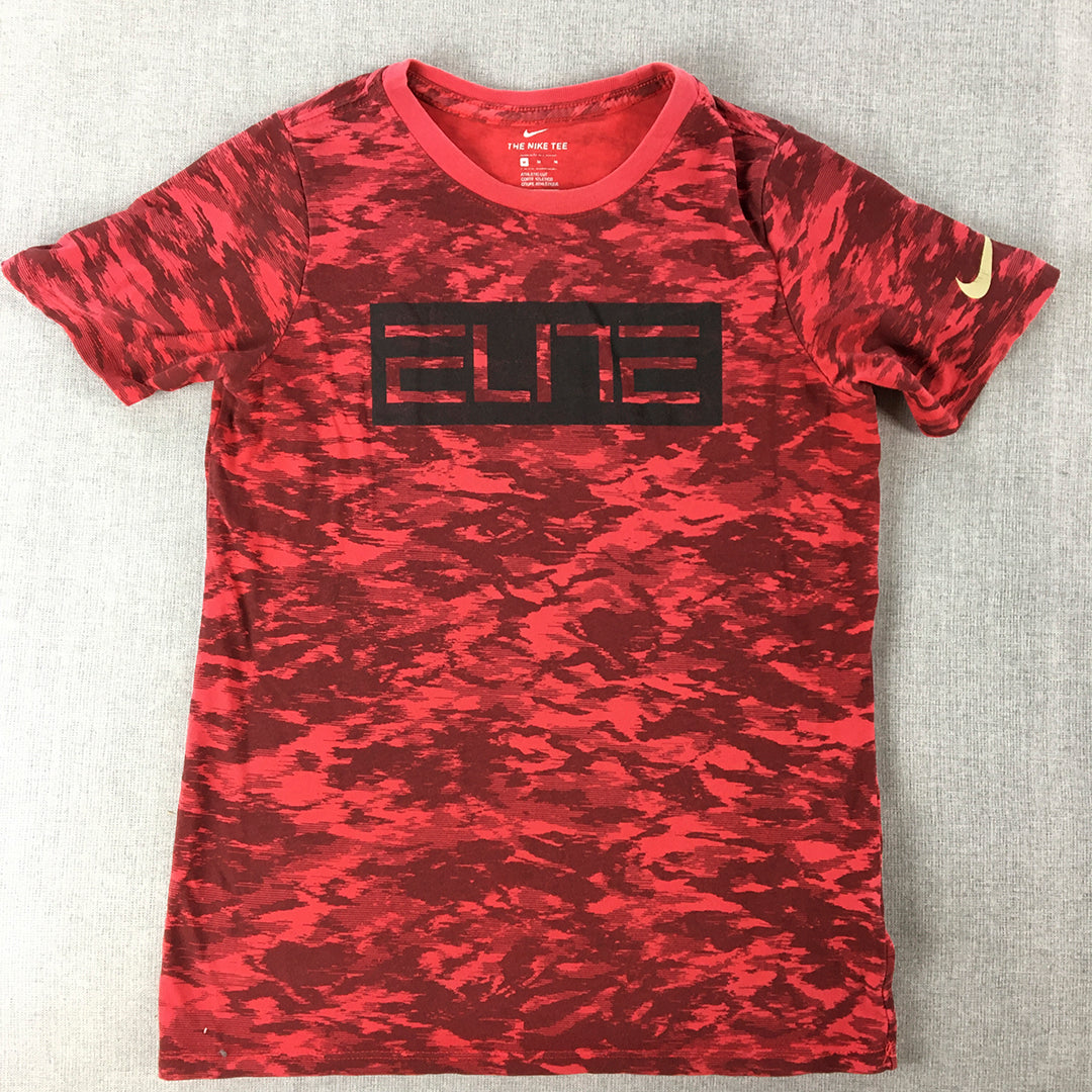 Nike Elite Kids Boys T-Shirt Youth Size M (10 - 12 Years) Red Logo Short Sleeve