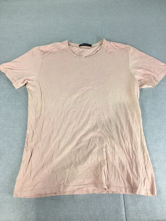 French Connection Mens T-Shirt Size L Pink Crew Neck Short Sleeve Tee