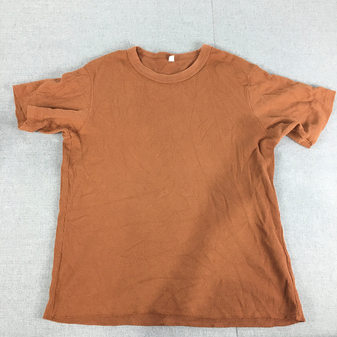 Uniqlo Mens Knit T-Shirt Size M Brown Short Sleeve Crew Neck Tee