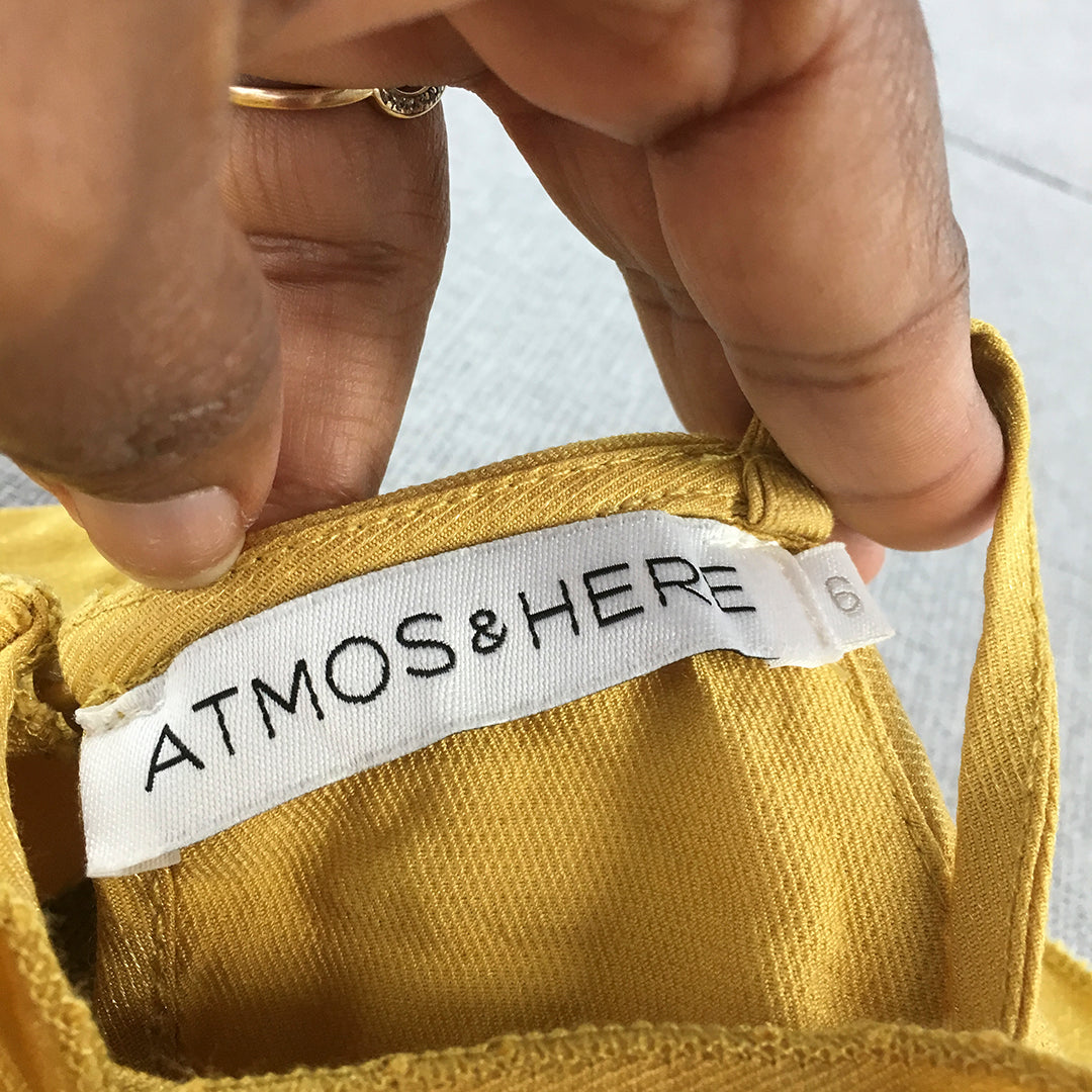 Atmos & Here Womens Mini Dress Size 6 Yellow Sleeveless A-Line