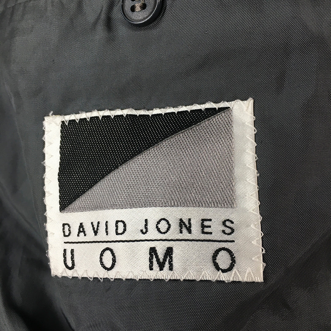 Vintage David Jones Uomo Mens Blazer Jacket Size M Grey Double Breasted Wool