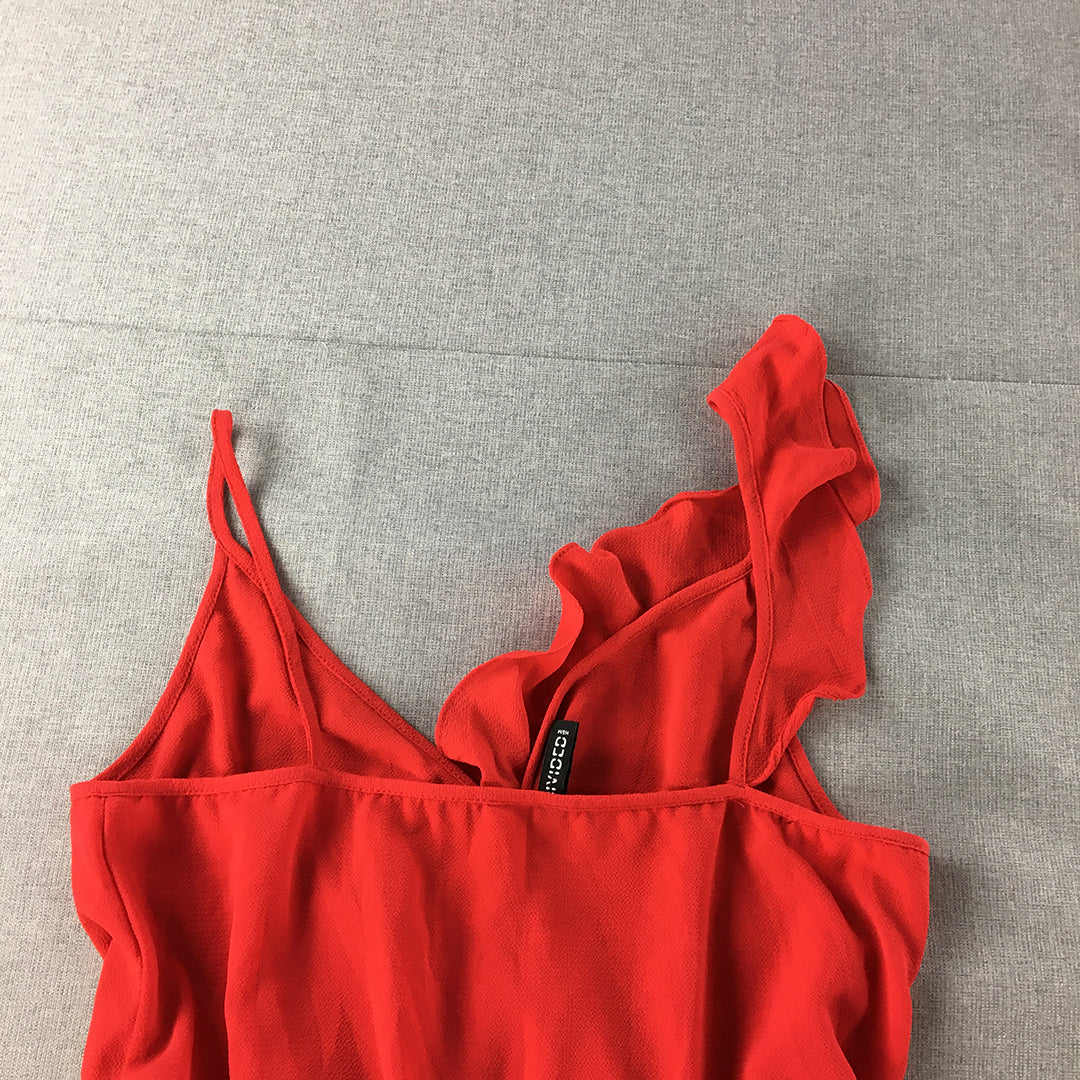 H&M Womens Dress Size 10 Red Fit & Flare Mini Sleeveless