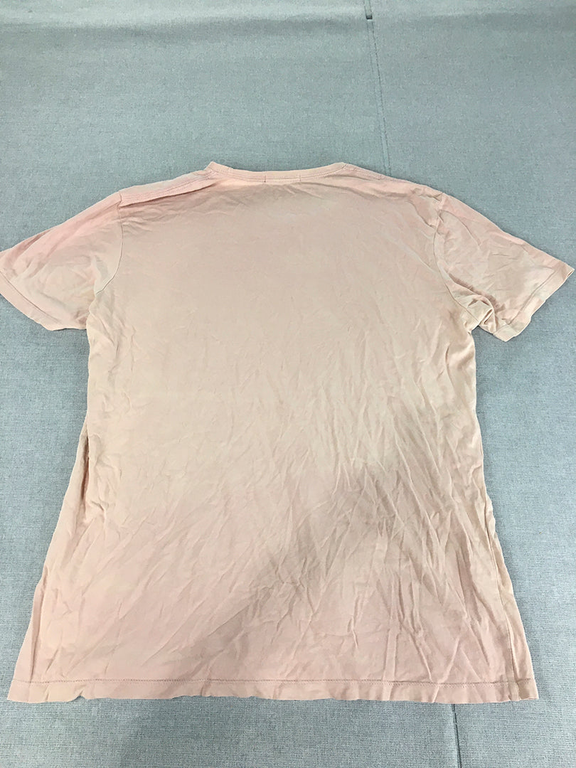 French Connection Mens T-Shirt Size L Pink Crew Neck Short Sleeve Tee