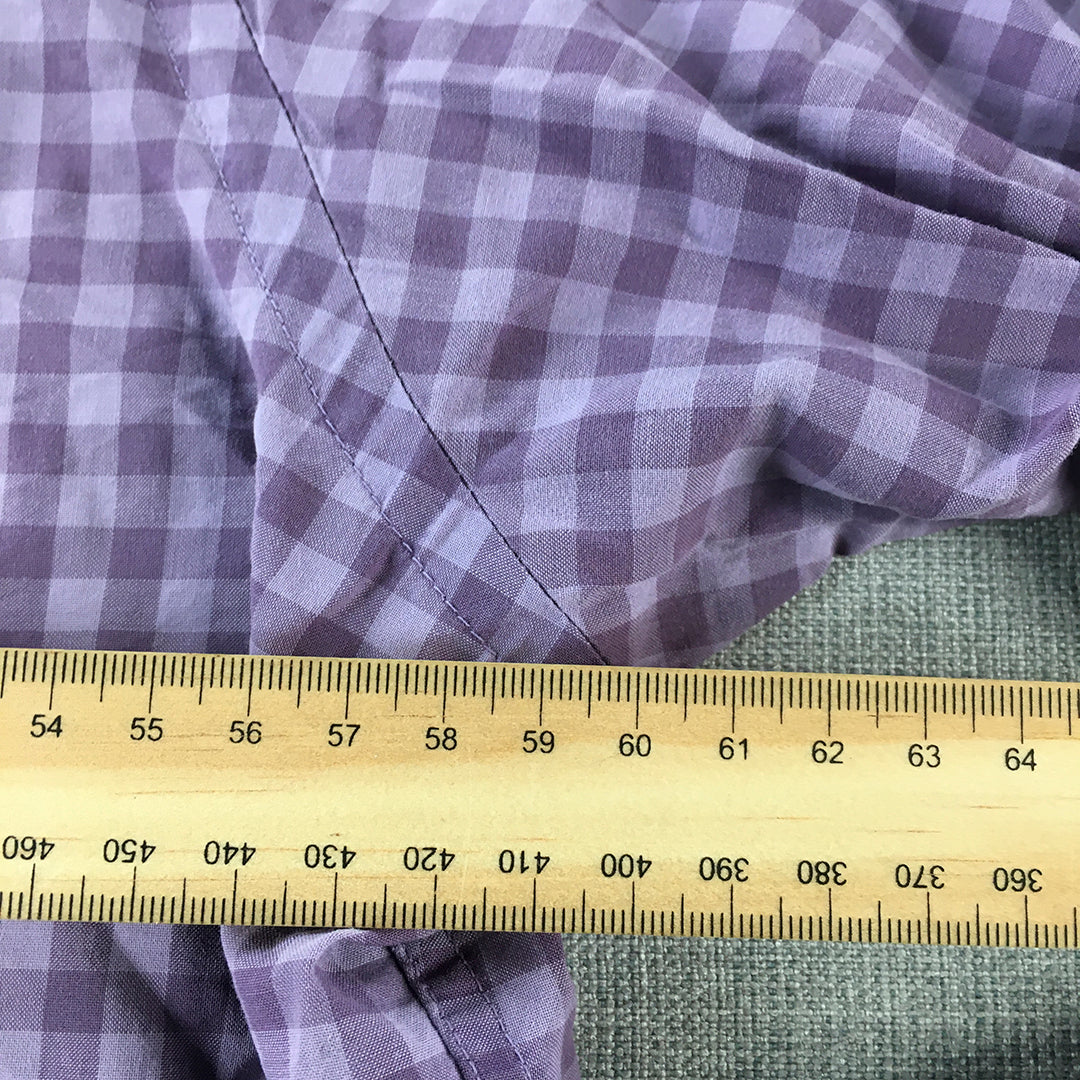 Tommy Hilfiger Mens Shirt Size XL Purple Checkered Long Sleeve Button-Up Logo