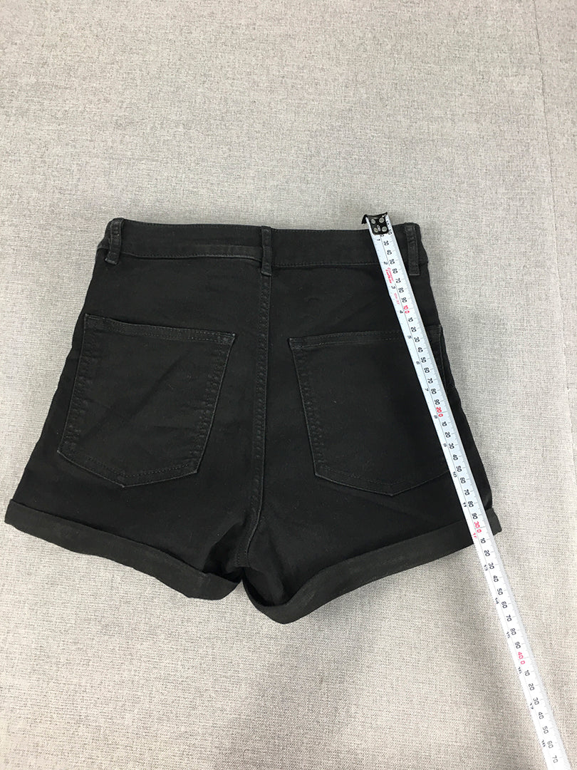 H&M Womens Denim Shorts Size 6 Black Stretch Bermuda