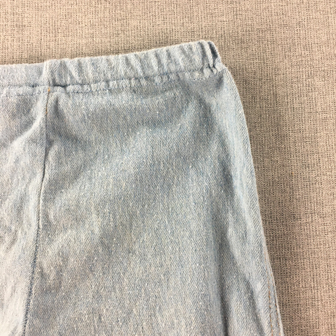 Uniqlo Kids Denim Pants Size 7 - 8 Years Light Blue Elastic Waist