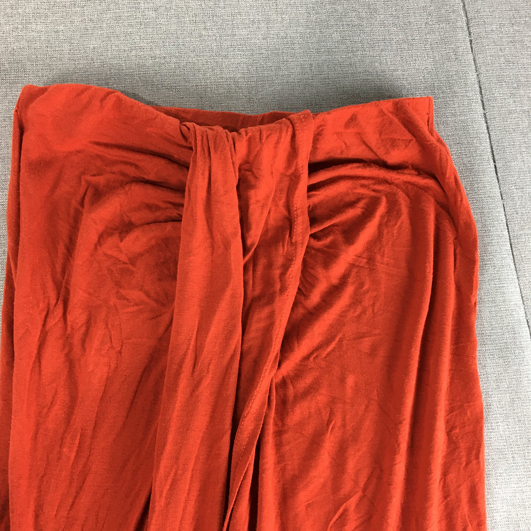 Boohoo Womens Maxi Skirt Size 10 Orange Elastic Waist A-Line