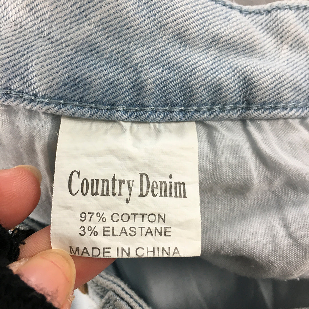 Country Denim Womens Jeans Size 9 (W29) Blue Light Wash Ripped Straight